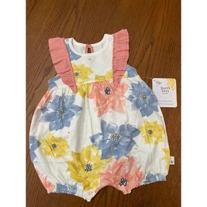 NWT Burts Bees Baby Floral Romper Size 12M